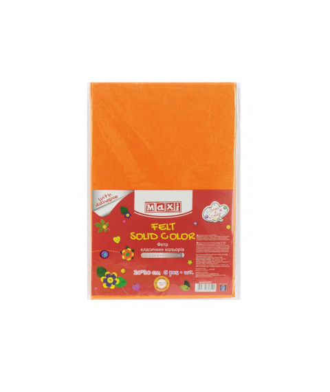 Fetru autoadeziv, 20x30cm, 180g/m2, orange, 5 foi, MAXI